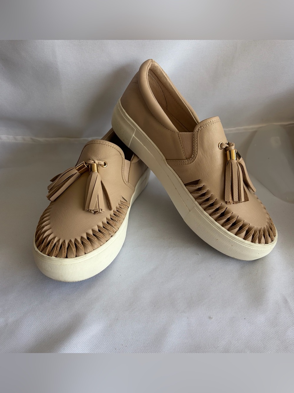 J/SLIDES Beige Tassel Platform‎ Slip-On Sneakers